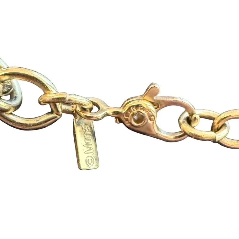 VTG Monet Black‎ Enamel Gold Tone Rope Chain Necklace 30